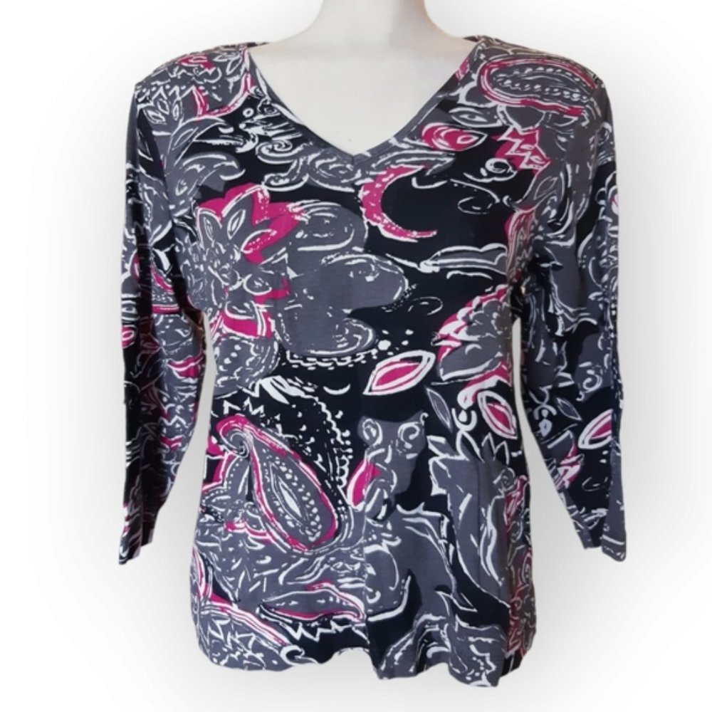 Additions by Chicos floral swirl v neck top Size 2X